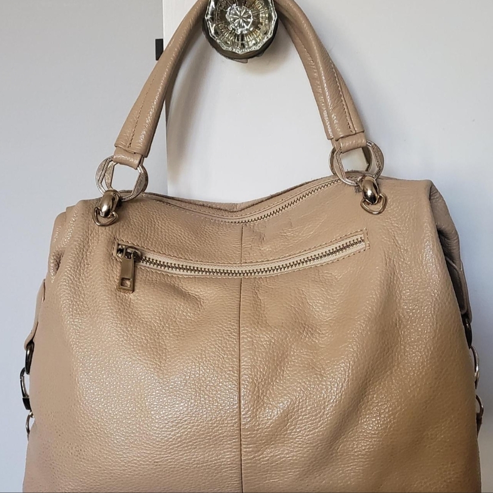 Elegant Tan Genuine Leather Handbag